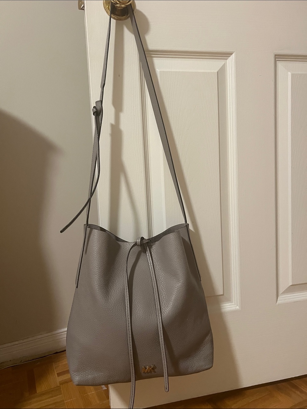 Michael Kors Pebbled Leather Junie Shoulder Bag - Gray - Picture 2 of 15